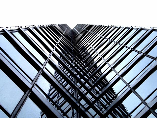 Looking up corner of Dallas office tower 